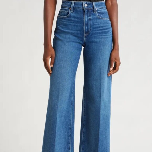 PAIGE Denim - Anessa Raw Hem Wide Leg Crop Jeans